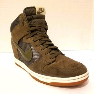 RARE Nike Dunk Sky Hi Mesh Suede Olive Green Wedge